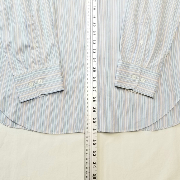 Faconnable Club Men's Pastel Stripe Multicolored Longsleeve Buttondown Shirt,  L - Picture 6 of 9